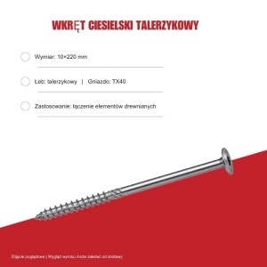 Wkręty konstrukcyjne B.PRO talerzykowe 10x220 TX40 50szt